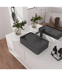 20x13 Inch Rectangular Bathroom Cement Art Basin with Matching Color Drain, Durable and Stylish for Your Unique