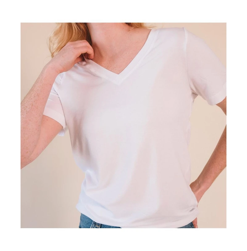 Poplinen Plus Louise Cotton + Tencel V-neck Tee