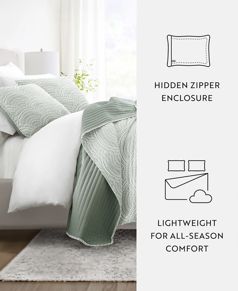 ienjoy Home Scallop Reversible 3-Pc. Lightweight Quilt Set, Full/Queen