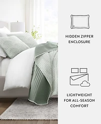 ienjoy Home Scallop Reversible 3-Pc. Lightweight Quilt Set, Full/Queen