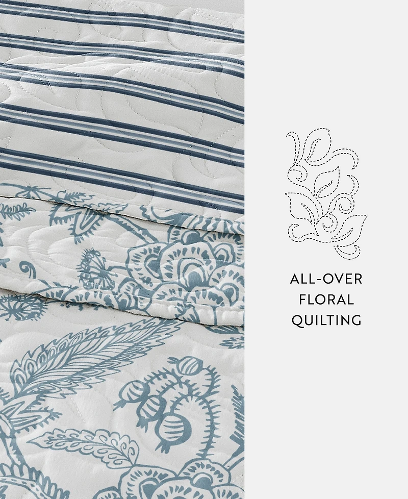 ienjoy Home Jacobean and Stripe Reversible 3-Pc. Lightweight Quilt Set