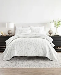 Ienjoy Home Sprouting Vines Stripe Reversible Lightweight Quilt Sets