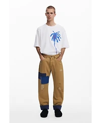 Desigual Men's Turn-up hem patch trousers