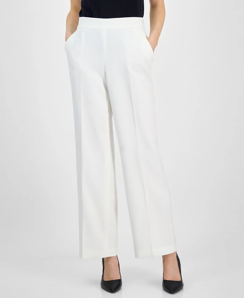 Le Suit Women's Crepe Two-Button Jacket & Pull-On Pantsuit Set, Regular Petite