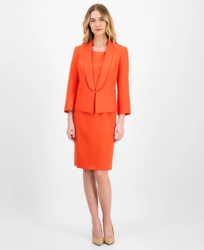 Le Suit Women's Shawl-Collar Jacket & Sleeveless Dress Suit Set, Regular & Petite