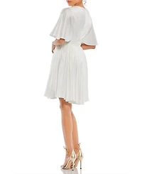 Mac Duggal Women's Satin Flowy Cape Sleeve Mini Dress