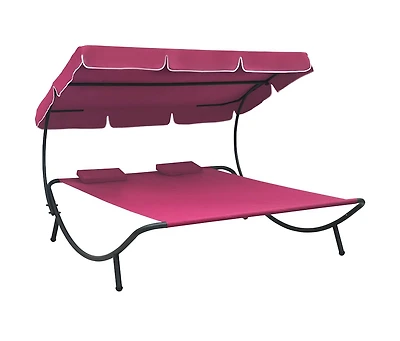 Patio Lounge Bed with Canopy and Pillows