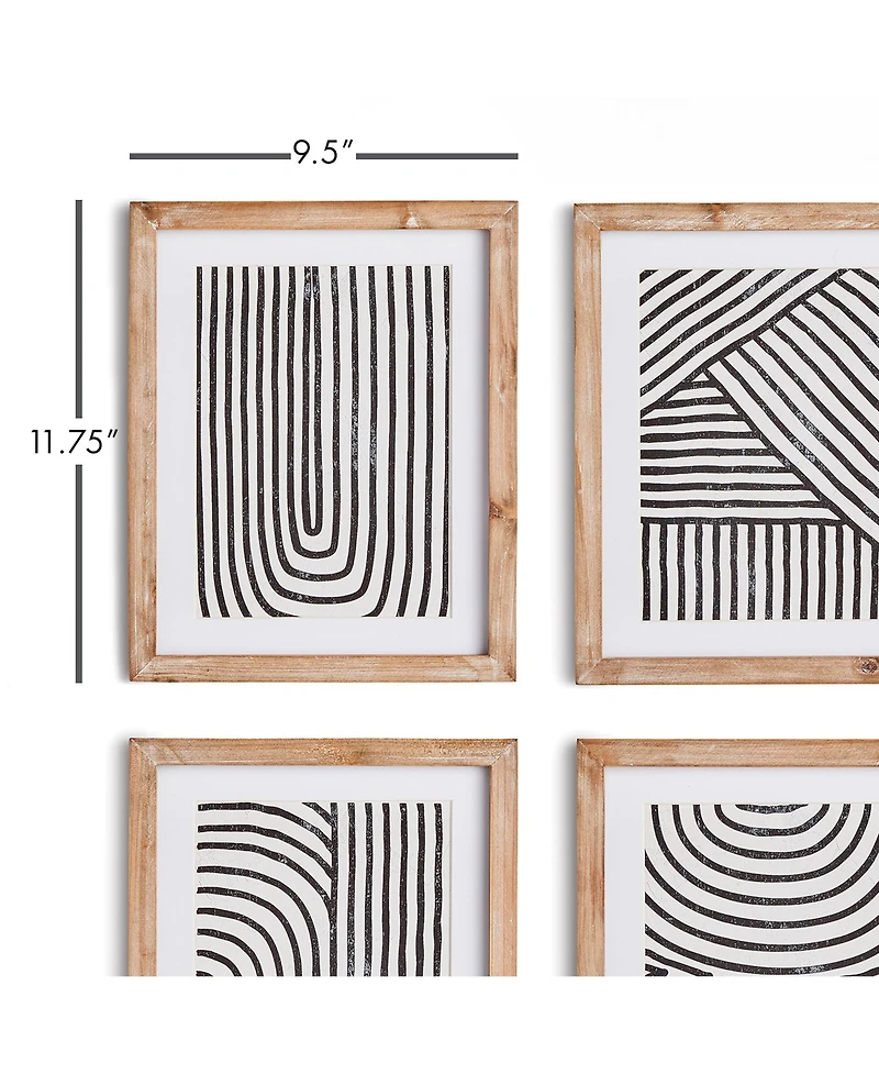 Achromatic Linear Petite Prints Set of 4
