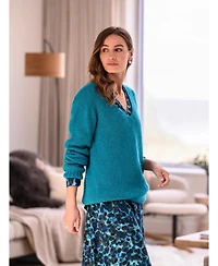 Celtic & Co. Women's Alpaca Cott Slouch V Neck Sweater