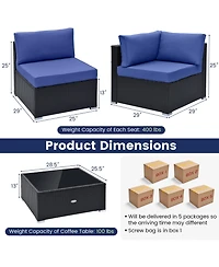 Gymax 10PCS Rattan Furniture Set Outdoor Wicker Sofa Table Cushioned Seat Patio