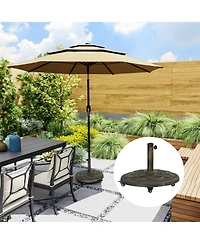 Outsunny Round Patio Umbrella Base with Wheels, 44 lbs Resin Umbrella Sd