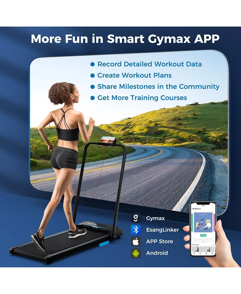 3 in 1 Folding Treadmill with Remote Control and Led Display