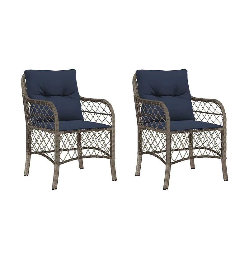 Patio Chairs with Cushions pcs Gray Poly Rattan