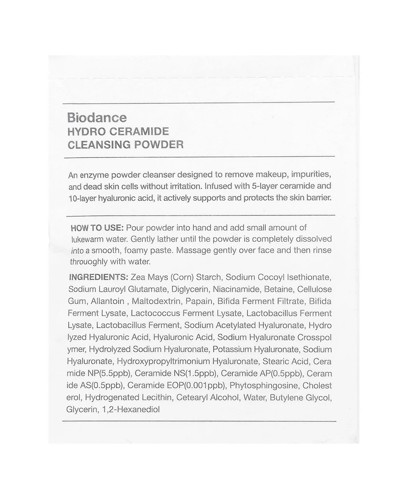 Biodance Hydro Ceramide Cleansing Powder 30 Packs