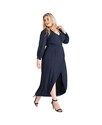 Standards & Practices Plus Size Tulip High Low Chiffon Wrap Dress Maxi Length
