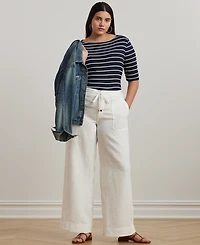 Lauren Ralph Plus-Size 100% Linen Wide-Leg Pants