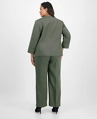 Le Suit Plus Collarless Wide-Leg Pantsuit