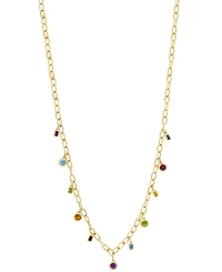 Effy Multi-Gemstone Bezel Dangle 18" Collar Necklace (6-1/3 ct. t.w.) in 14k Gold-Plated Sterling Silver