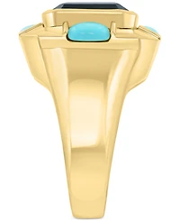 Effy Onyx & Turquoise Cushion & Oval Statement Ring in 14k Gold-Plated Sterling Silver