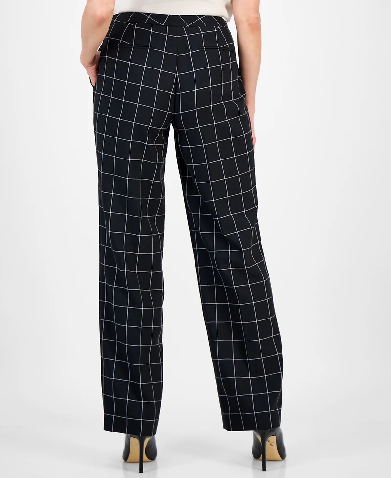 Le Suit Women's Windowpane Check Notch Collar Pantsuit, Regular & Petite