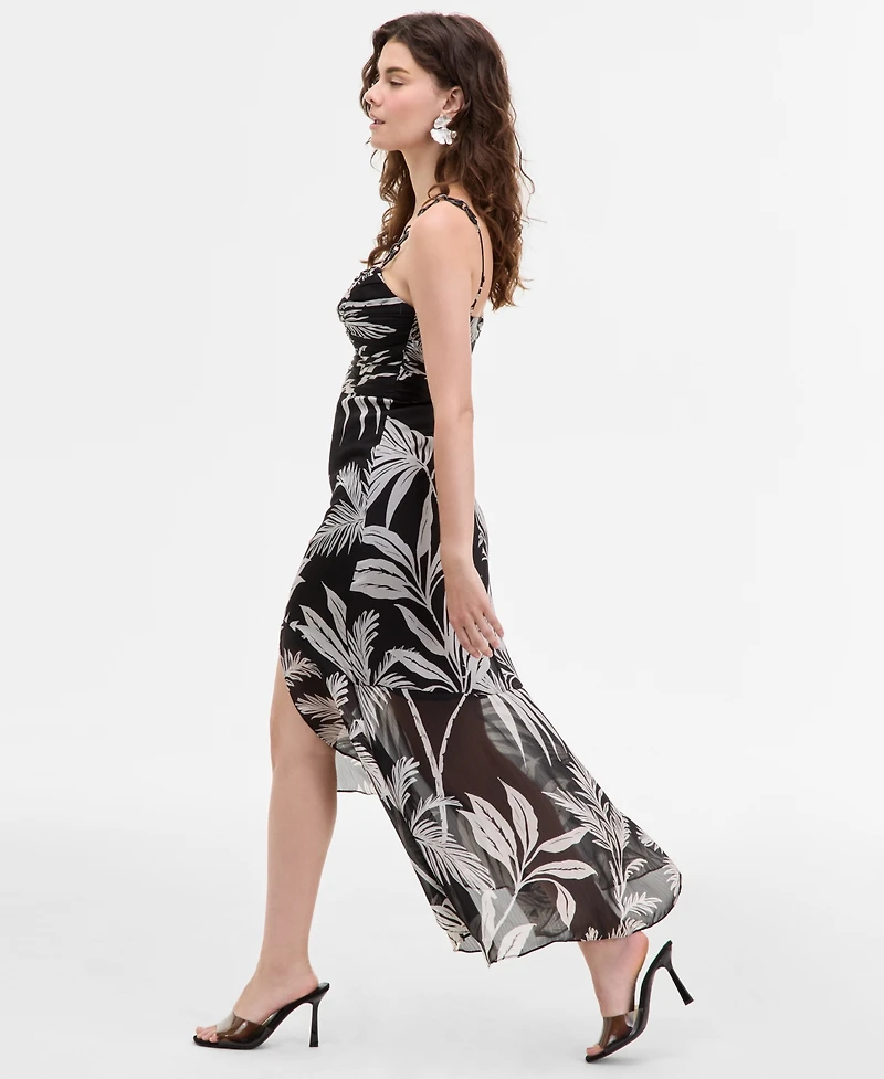 Guess Women's Stacie Printed Shirred Chain-Strap Dress