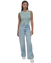 Dkny Jeans Women's High-Rise Tab-Waist Wide-Leg - Kx8