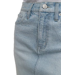 Dkny Jeans Women's Rhinestone-Front Denim Mini Skirt - H8s
