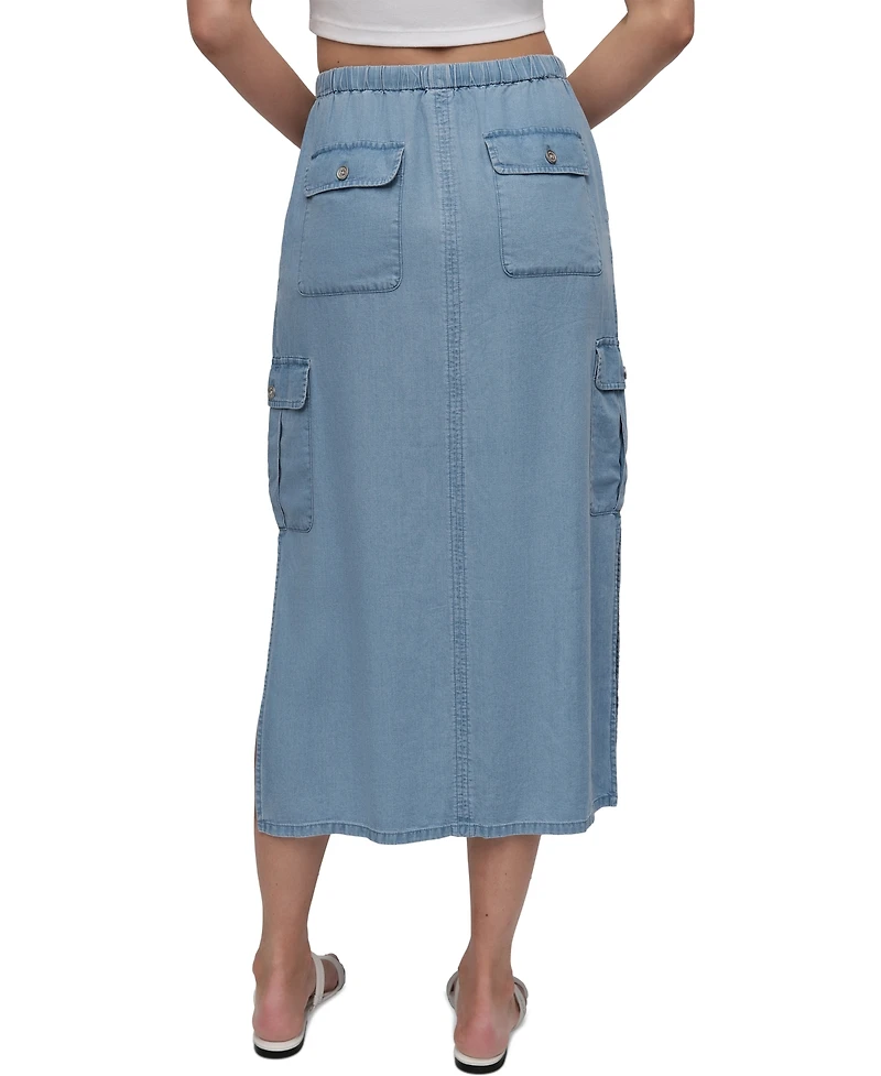 Dkny Jeans Women's Chambray Cargo Midi Skirt - Fjz