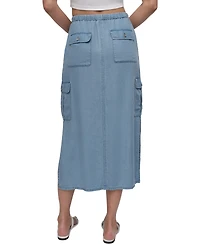 Dkny Jeans Women's Chambray Cargo Midi Skirt - Fjz