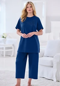 Dreams & Co. Women's 2-Piece Applique Capri