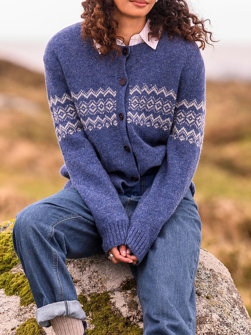 Celtic & Co. Women's Fair Isle Crew Neck Cardigan