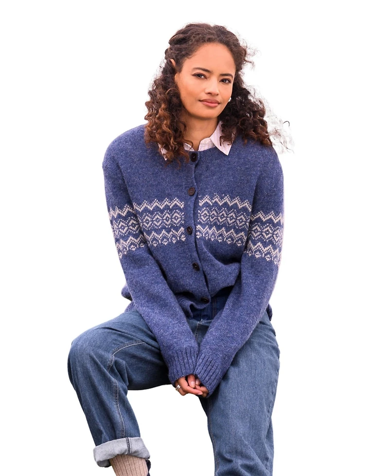 Celtic & Co. Women's Fair Isle Crew Neck Cardigan