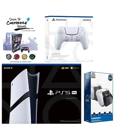 Sony PlayStation 5 Pro with Extra Controller, Dual Charging Dock and MightySkins Decal Voucher