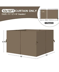 Aoodor 12' x 16' Gazebo Curtain Set Protecting Privacy Side Walls 4 Panels,Curtain Only