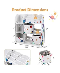 Kids Toy and Book Organizer Children Wooden Storage Cabinet with Storage Bins