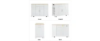 White Mdf Wood Kitchen Cart with Single Door Cabinet and Four Casters