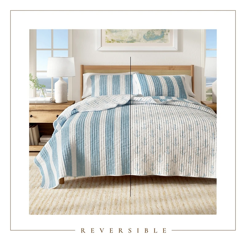 Linery & Co. Stripes & Anchors Microfiber Quilt Set With Shams