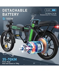 Colorway Electric Bike,500W/10.4Ah/36V Removable Battery E Bike, Electric Foldable Pedal Assist E-Bicycle,19.9MPH Bicycle for Teenager and Adults BK5M