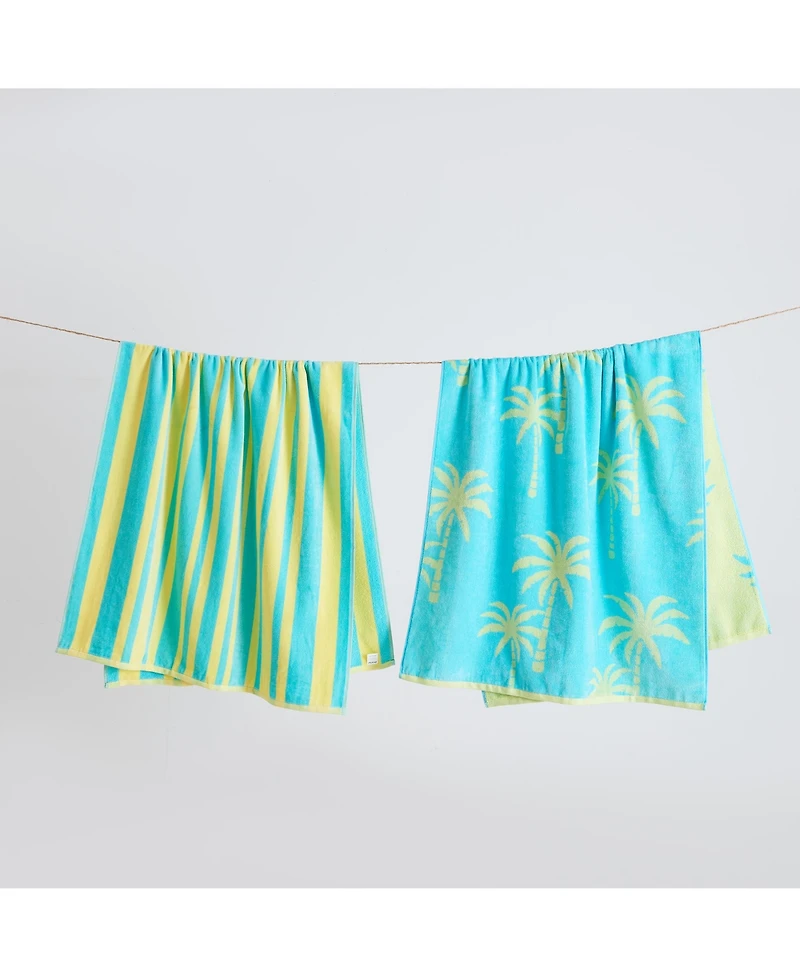 Linery & Co. 100% Cotton Jacquard 2 Pack Summer Beach Towels