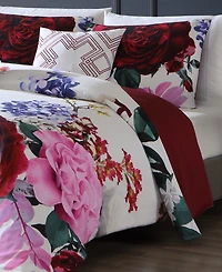 Bebejan Scarlet Bedding 100% Cotton Sateen 5 Piece Queen Size Reversible Comforter Set