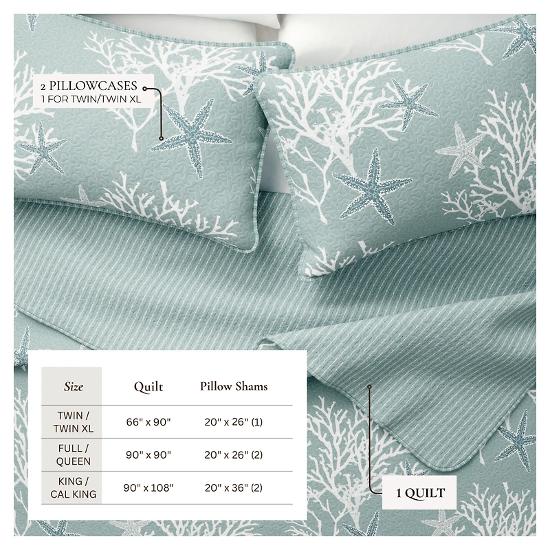 Linery & Co. Coastal Microfiber Quilt Set With Shams