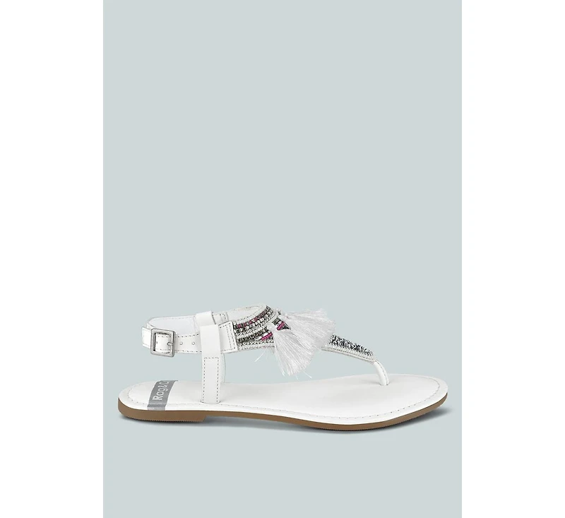 Risha Genuine Leather Tassel Sandals