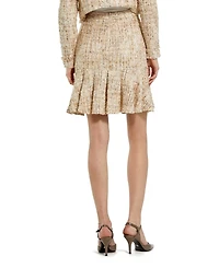Mac Duggal Women's High Waist Pleated Boucle Mini Skirt