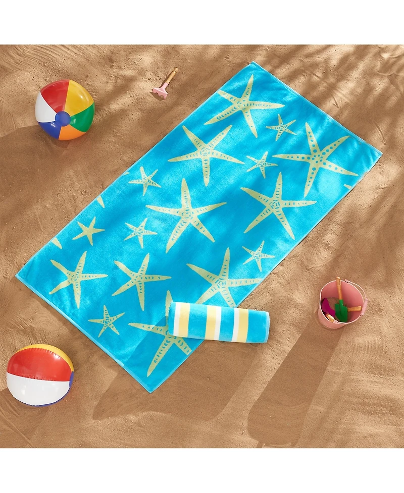 Linery & Co. 100% Cotton Jacquard 2 Pack Summer Beach Towels, 30" x 60"