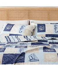Linery & Co. Seashell Patchwork Microfiber Quilt Set With Shams