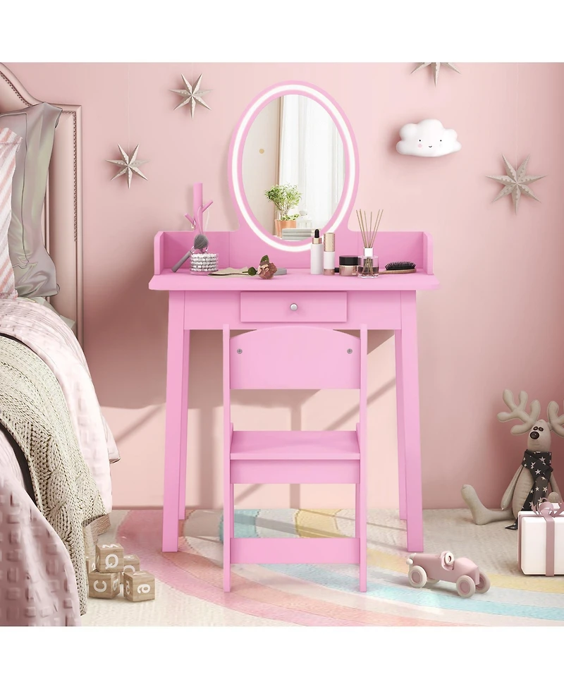 Kids Vanity Set with Lighted Mirror