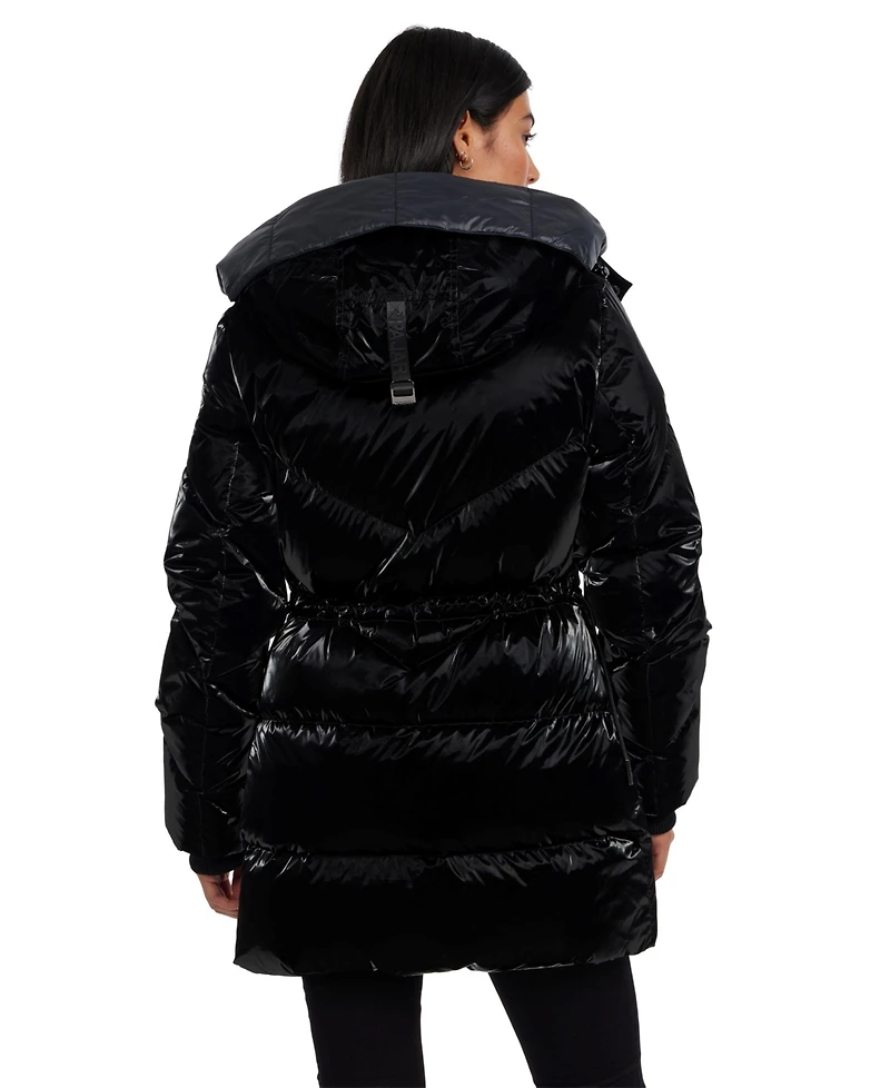 Pajar Women's Estelle Mixed Chevron Quilted Puffer with Detachable Hood