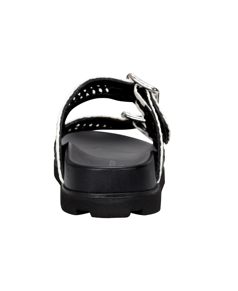 Marc Fisher Ltd Women's Mylan Woven Buckle Straps Flat Sandals