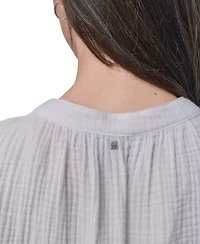 Dkny Jeans Women's Sleeveless Double-Crepe Gauze Crop Top - Wht