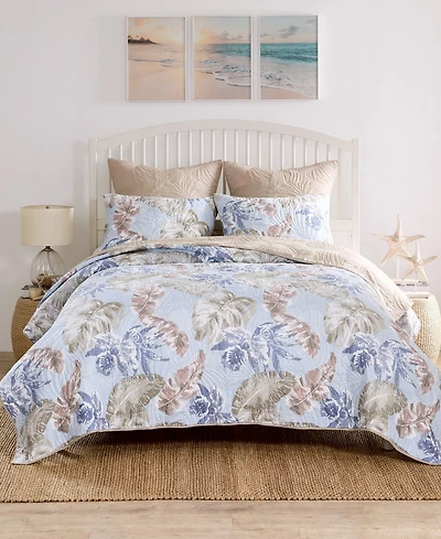 Greenland Home Fashions Tropics Coastal Palm 3 Piece Quilt Set, King/California King